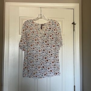 Women's Brina & Em Blue, Orange & White Floral Top. Large. Excellent Condition